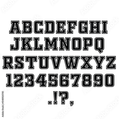 font alphabet, vector, letters, numbers, punctuation marks,