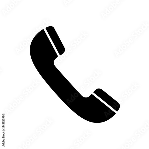 Vector Minimalist Line Art SVG Icon of Telephone Handset in Flat Design with Black Color for Digital Communication and User Interface