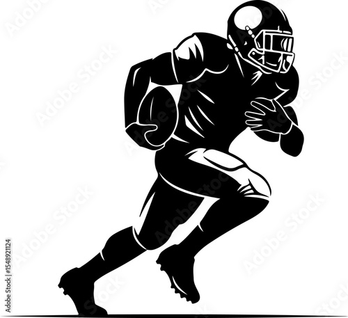 Silhouette of a football player in dynamic running position.