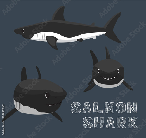 Salmon Shark Cartoon Vector Illustration