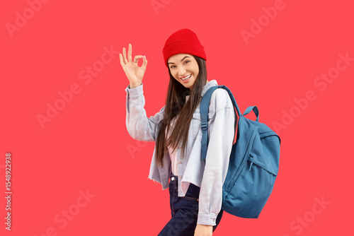 Female student with backpac...