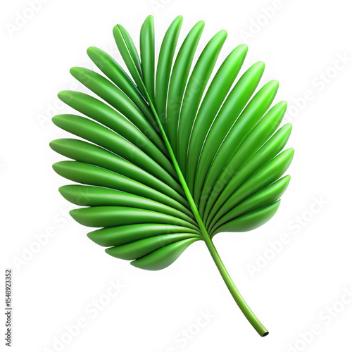 Rendered 3d illustration of a vibrant green palm leaf isolated on transparent background