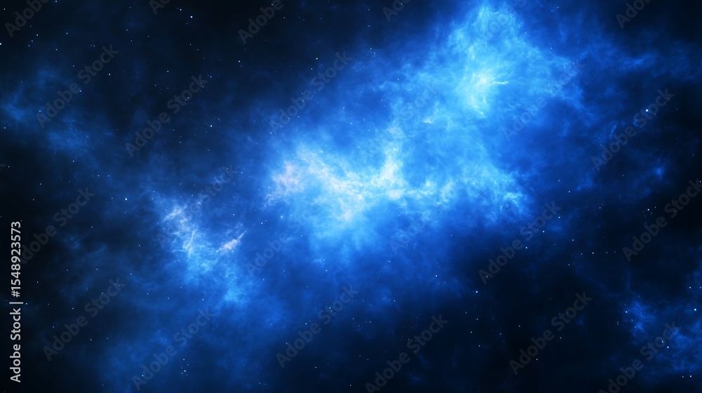 Fototapeta premium Spectacular deep space nebula with bright blue cosmic clouds and starry background