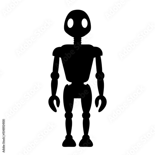 A Full Body Silhouette of a Cartoon Robot Standing Facing Forward
