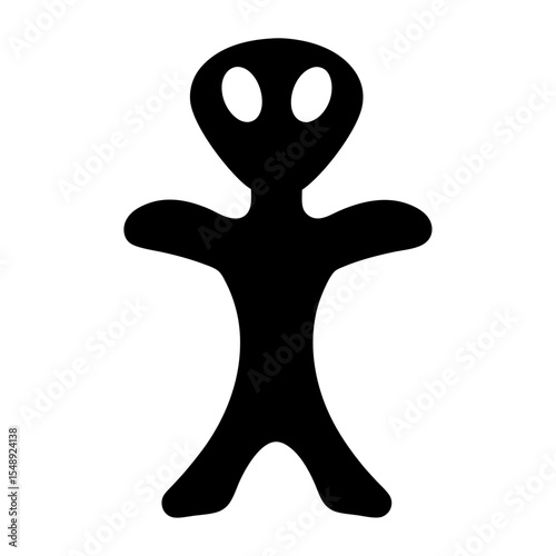 Silhouette of an alien creature with large eyes and humanoid shape