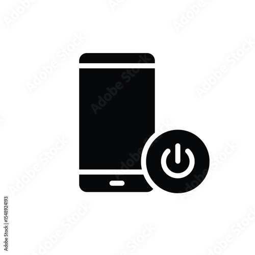 Digital Detox Smartphone Power Off Glyph Icon Solid Black Silhouette for Wellness Break Technology Shutdown UI UX Interface Symbol Vector Design