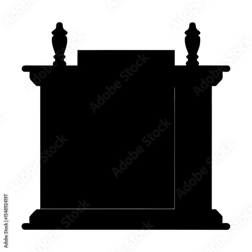 Silhouette of Antique Cupboard or Cabinet with Decorative Finials and Base
