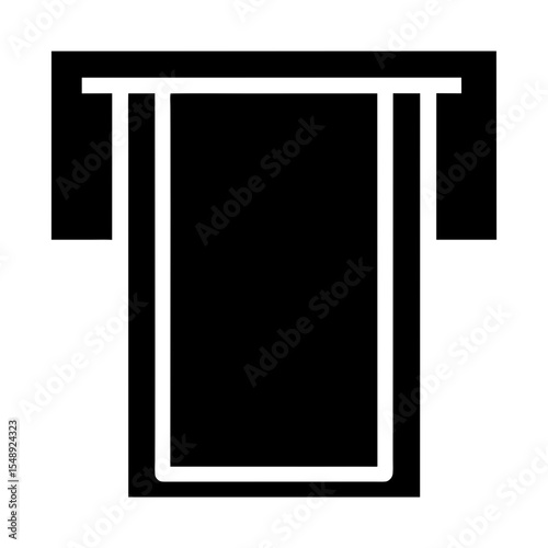 Stylized monochrome graphic of a slot or receptacle with bold lines
