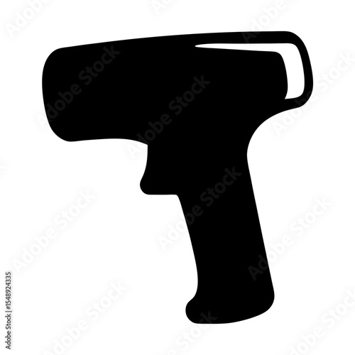 Black silhouette of a barcode scanner, resembling a gun shape device