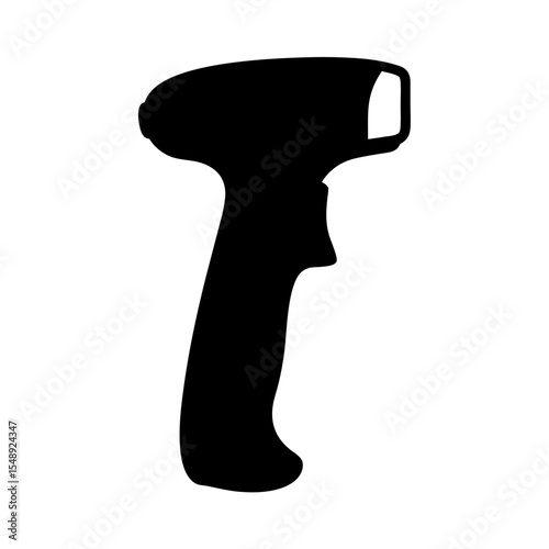 Stylized Silhouette of a Handheld Barcode Scanner with ergonomic grip