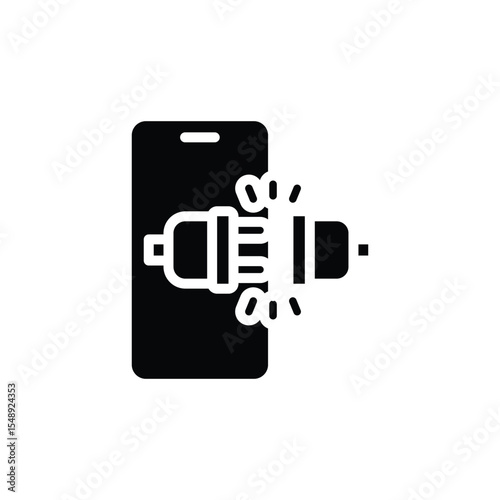 Smartphone Unplug Glyph Icon Digital Detox Disconnect Symbol Solid Black Silhouette Vector for Technology Break Wellness Focus Minimal UI Design