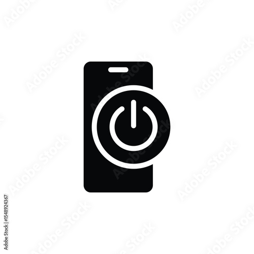 Digital Detox Power Button Glyph Icon Solid Style Black Silhouette for Smartphone Shutdown Mindfulness Offline Wellness Technology Break UI UX Symbol Vector