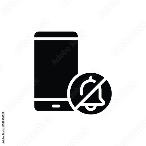 Smartphone Notification Off Glyph Icon Mobile Alert Muted Digital Detox Symbol Solid Black Silhouette for Focus Silence Privacy and Productivity
