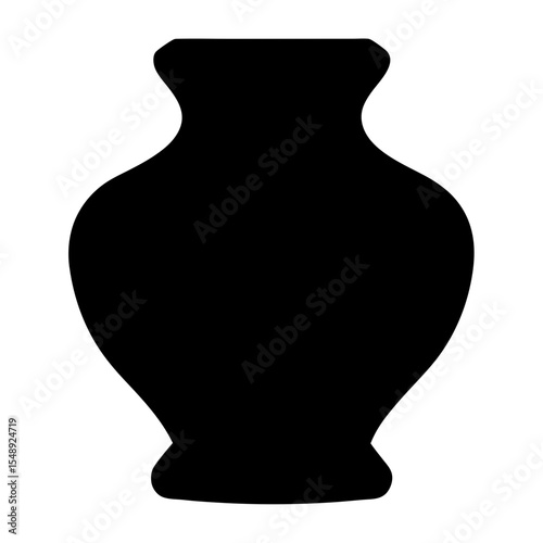 Elegant Black Vase Silhouette with Curvaceous Form and Refined Design Elements