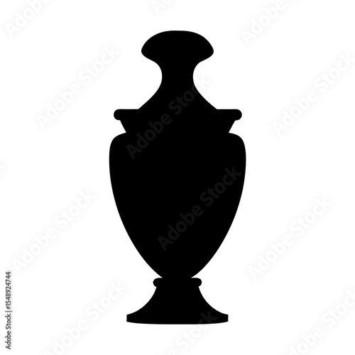 Silhouette of an ornate vase or urn with a rounded top and base