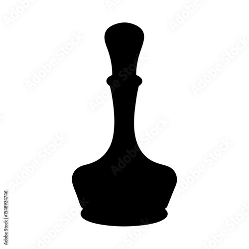 Silhouette of an elegant decanter with a stopper, isolated on white background