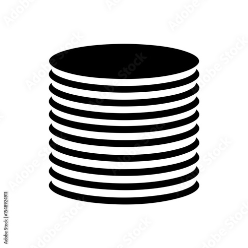 Black and White Icon Graphic Depicting a Stack of Round Elements