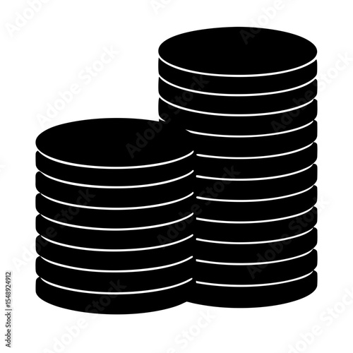 Stacks of coins in black color showing wealth and financial growth