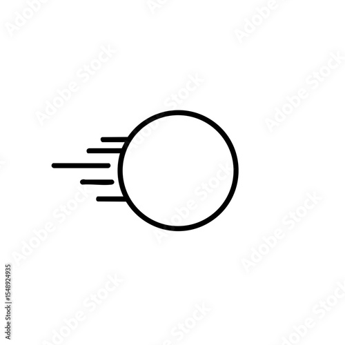 Moving celestial body icon in linear black outline style