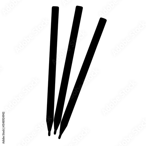 Three standing cricket bails create a strong silhouette against a white background