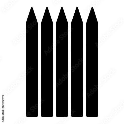 Set of Pencils Icon Design, A simple black icon of five pencils, symbolizing creativity, drawing, and education.
