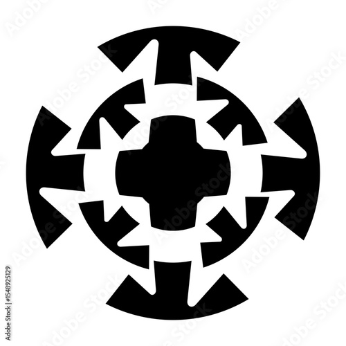 Bold circular arrow symbol in solid black for navigation concept