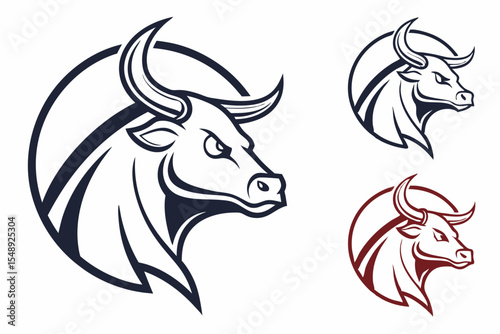 Minimal Bull Head Logo Templates in Vector Format