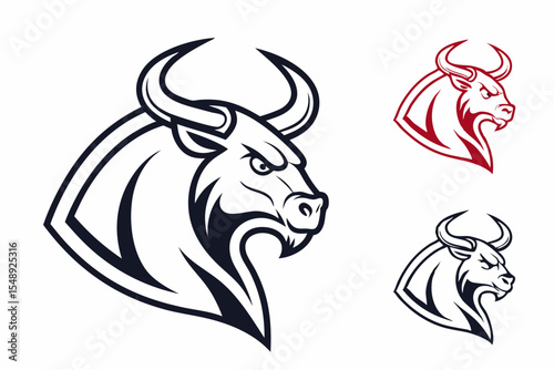 Minimal Bull Head Logo Templates in Vector Format