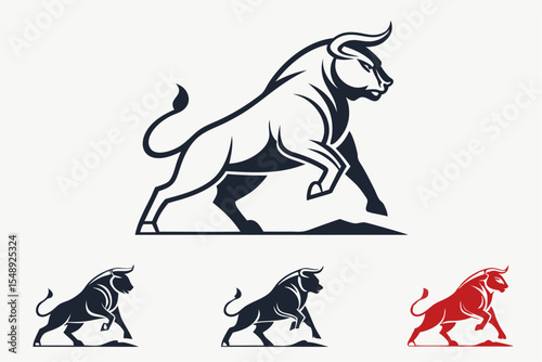 Strong Bull Silhouette Vector Logo Bundle