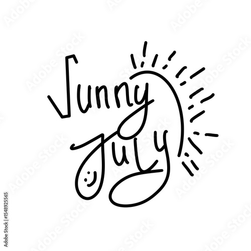 Sunny July Doodle Sunshine Typography