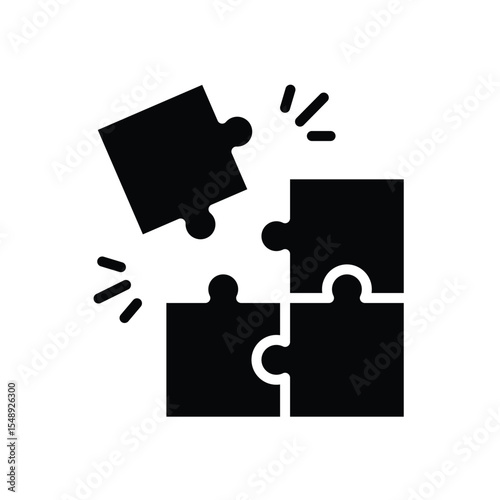 Team Misalignment Icon Glyph Style Puzzle Pieces Conflict Disconnection Solid Silhouette Symbo