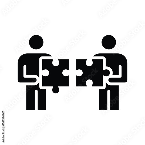 Team Misalignment Icon Glyph Style People Holding Puzzle Pieces Not Fit Collaboration Conflict