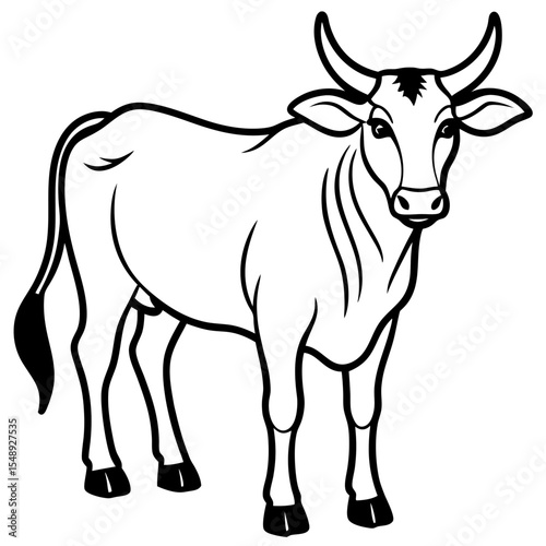 Minimalist Zebu Line Art Illustration