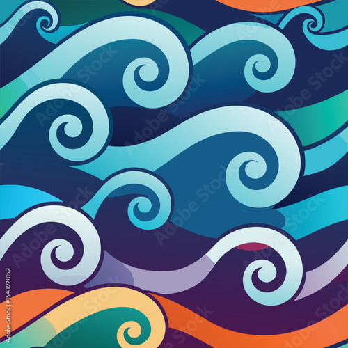 seamless waves and curls backgrounds 
