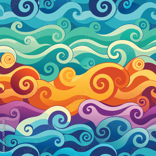 seamless waves and curls backgrounds 