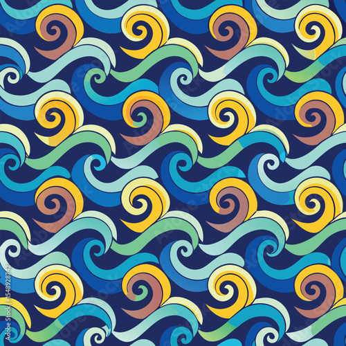 seamless waves and curls backgrounds 