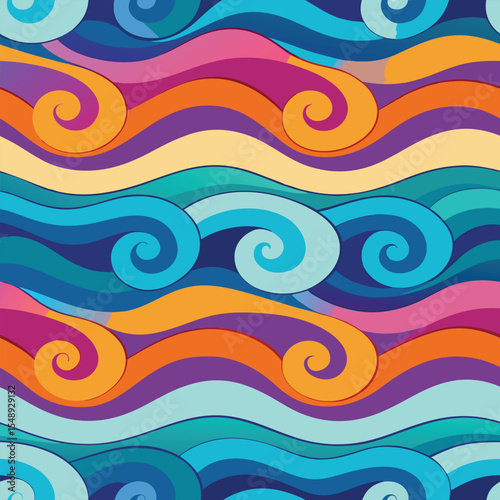 seamless waves and curls backgrounds 