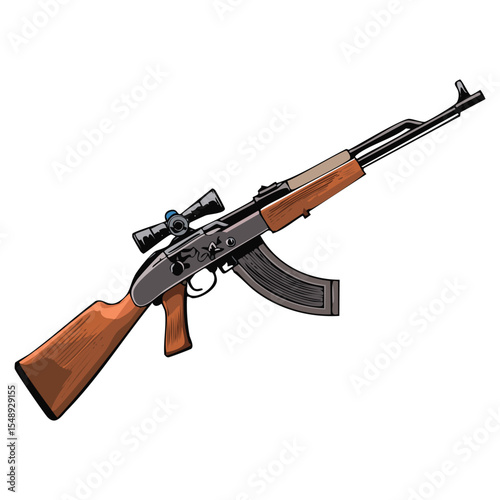 Sleek Flat Rifle Icon for Tactical Interface and Military Infographics

