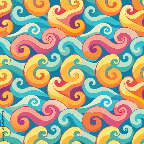 seamless waves and curls backgrounds 