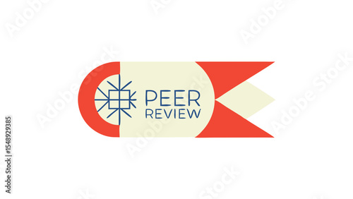 Innovative peer review emblem designed in modern style for editorial excellence