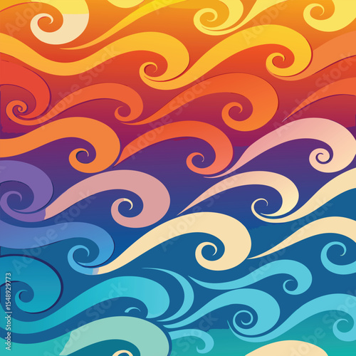seamless waves and curls backgrounds 