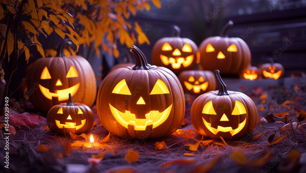 Fototapeta premium halloween pumpkin on a dark background