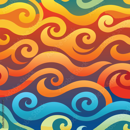 seamless waves and curls backgrounds 
