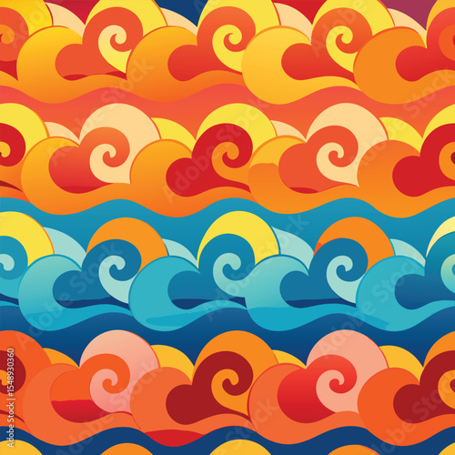 seamless waves and curls backgrounds 