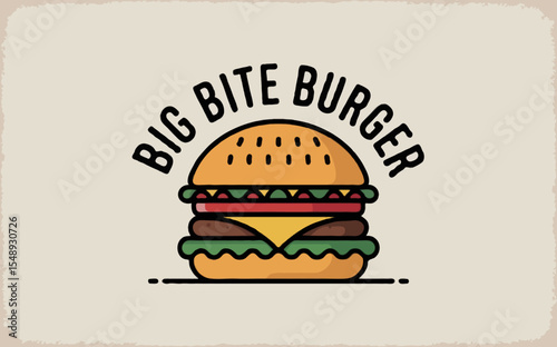 Vintage vector illustration of a cartoon fast food menu with a delicious hamburger, cheeseburger, and sandwich on an abstract background with a ribbon