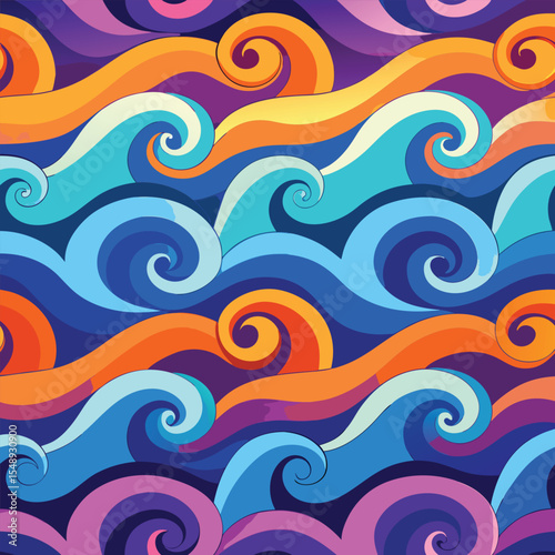 seamless waves and curls backgrounds 