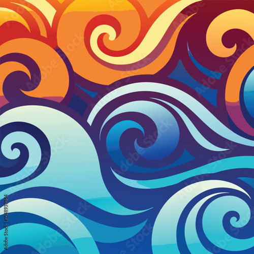 seamless waves and curls backgrounds 