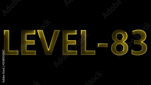 level 83 neon bright text font colorful 4k video animation. Neon level up sign and upper Level.