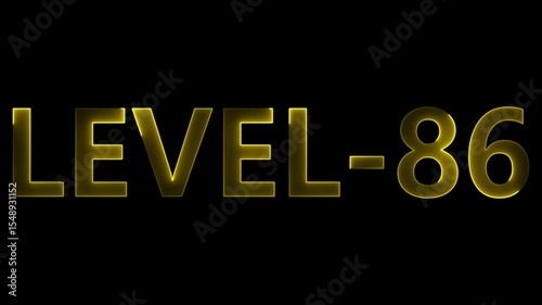 level 86 neon bright text font colorful 4k video animation. Neon level up sign and upper Level.