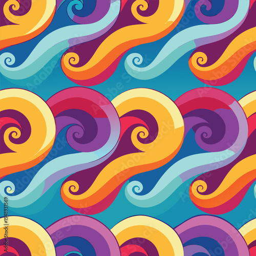 seamless waves and curls backgrounds 